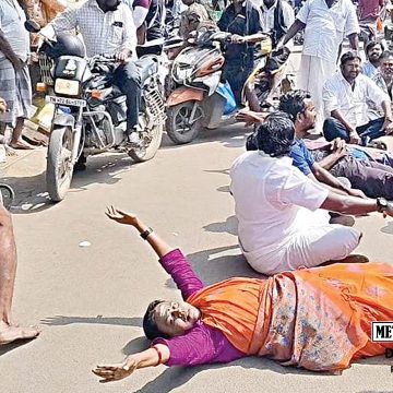 தினசரி சந்தையை திறக்க கோரி தரையில் உருண்டு போராடிய முன்னாள் மேயர்